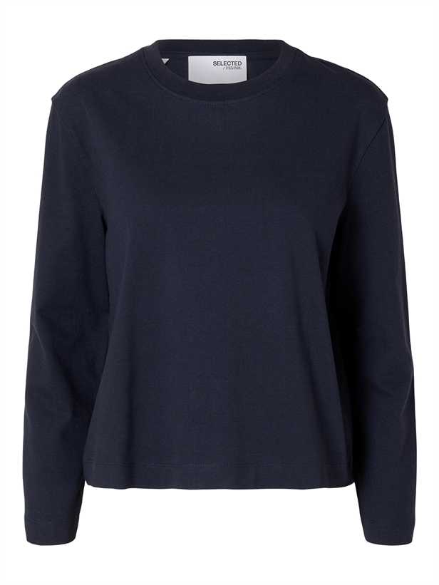 Selected Femme SlfEssential LS Boxy Tee Dark Sapphire